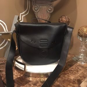 Leather saddle black crossbody bag purse messenger